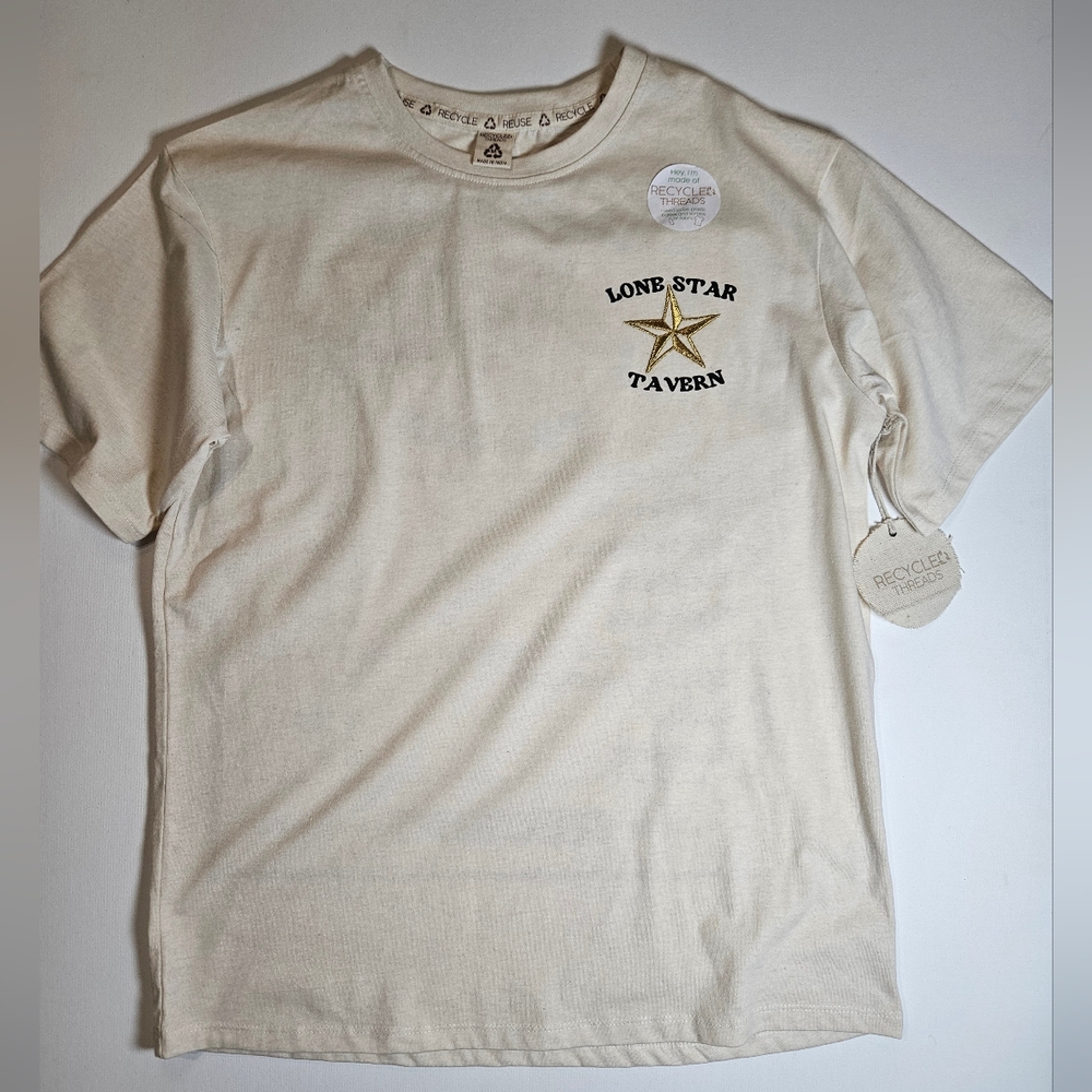 Recycled Threads Lonestar Tavern‎ T-shirt Mens Medium Beige Tee Eco Friendly